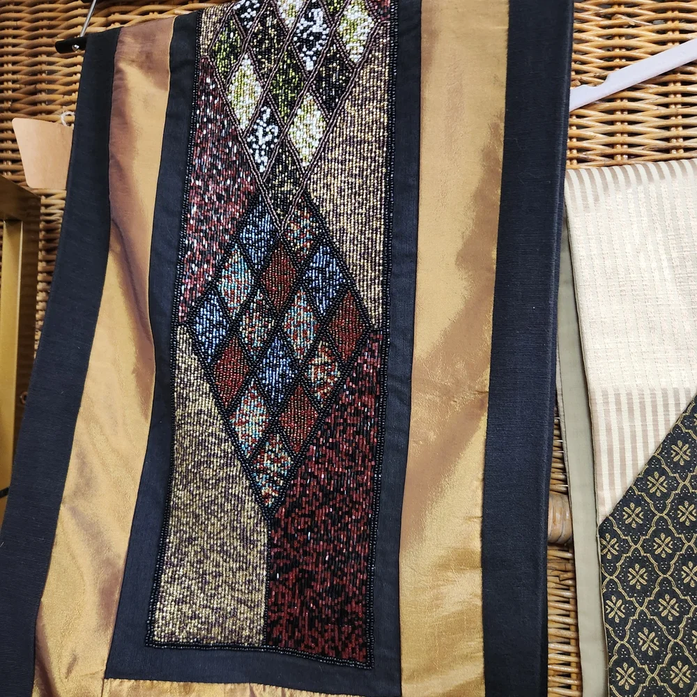 Pink and Black Quilted Table Runner with Diamond Patchwork